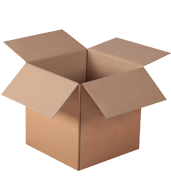 An open box on a black background.