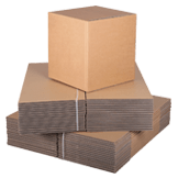 A bulk stack of cardboard boxes.
