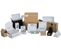 A variety of cardboard boxes.