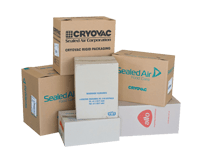 A collection of cryovac-labeled boxes.