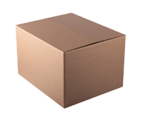 A brown packing box on a black background.